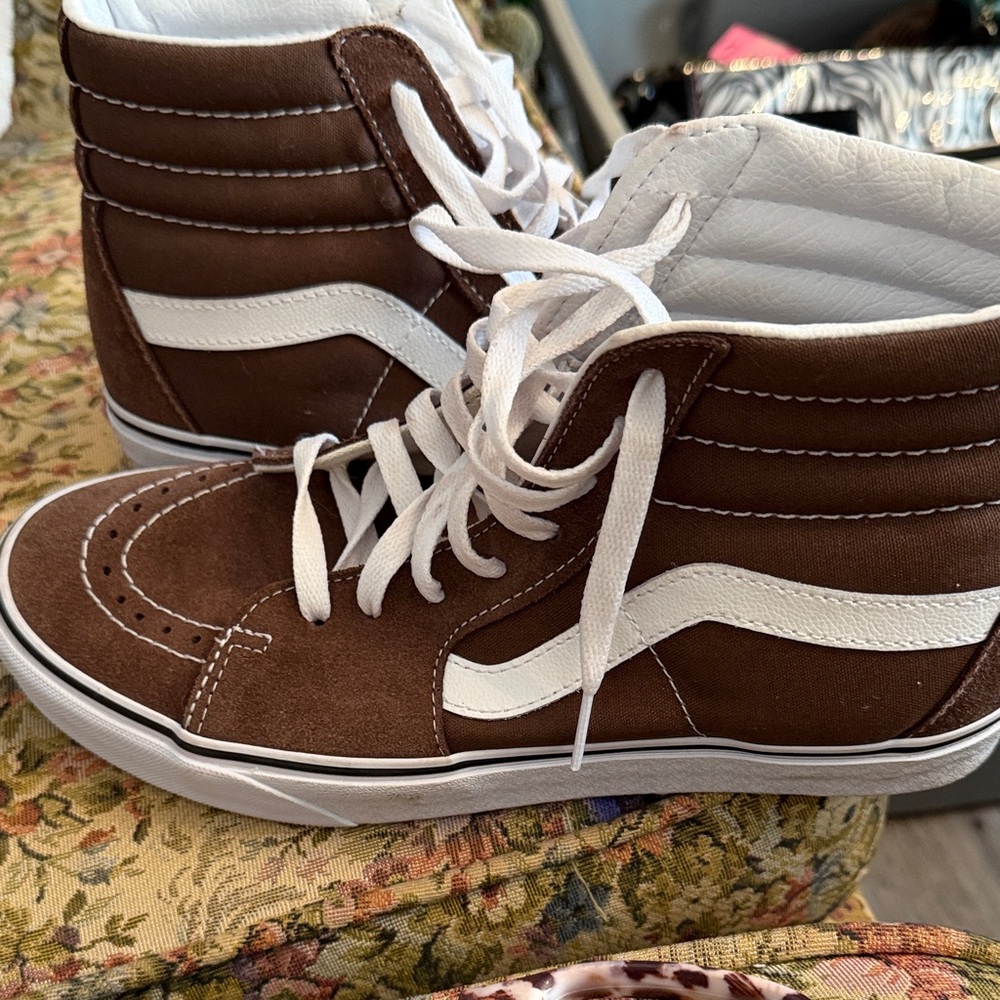 Vans Brown and White High-Top Sneakers